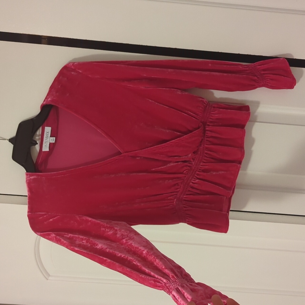 Intermix Dawn Pink Crushed Velvet Top